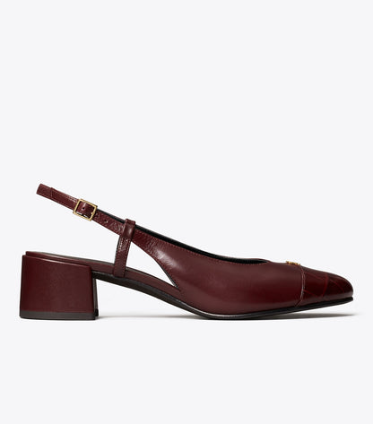 Tory Burch Cap-Toe Slingback Pump - Deep Burgundy