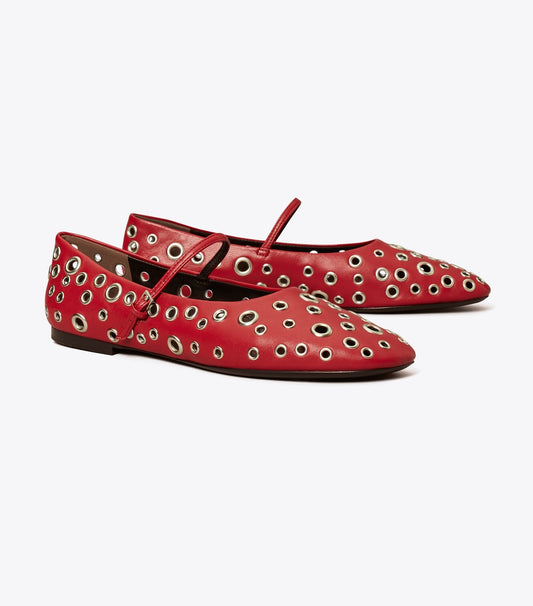 Tory Burch Eyelet Mary Jane Ballet - Tory Red