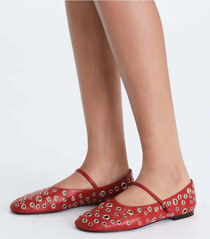 Tory Burch Eyelet Mary Jane Ballet - Tory Red