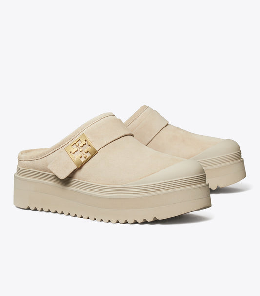 Tory Burch Mellow Shearling Platform Mule - Calcare / Gold