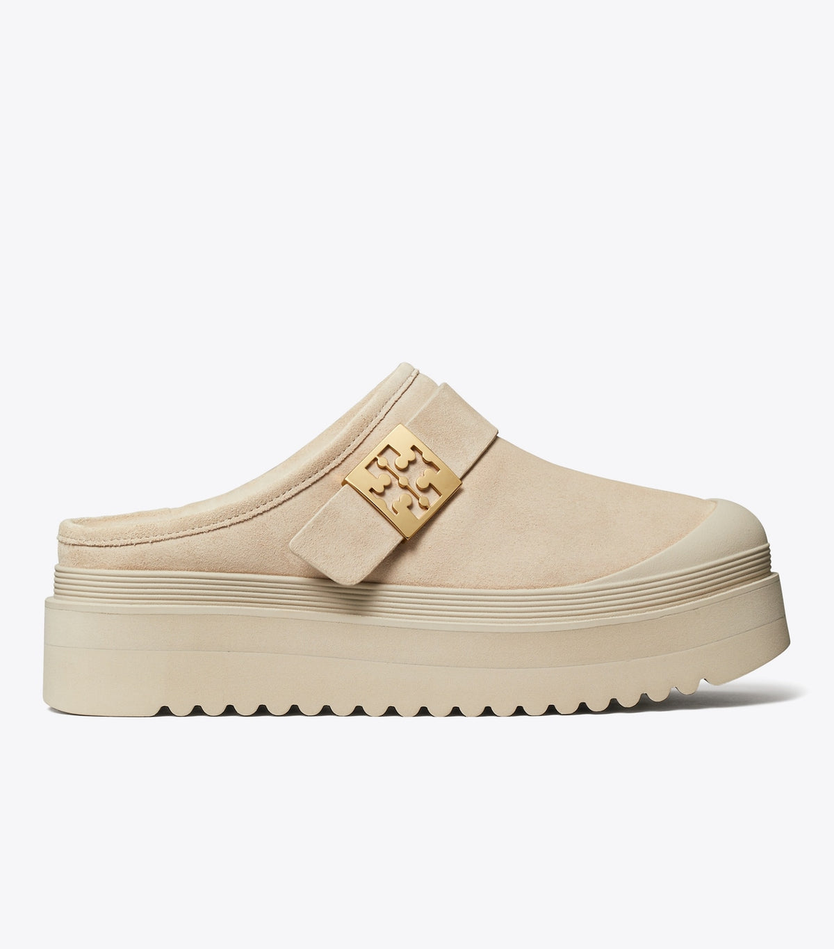 Tory Burch Mellow Shearling Platform Mule - Calcare / Gold
