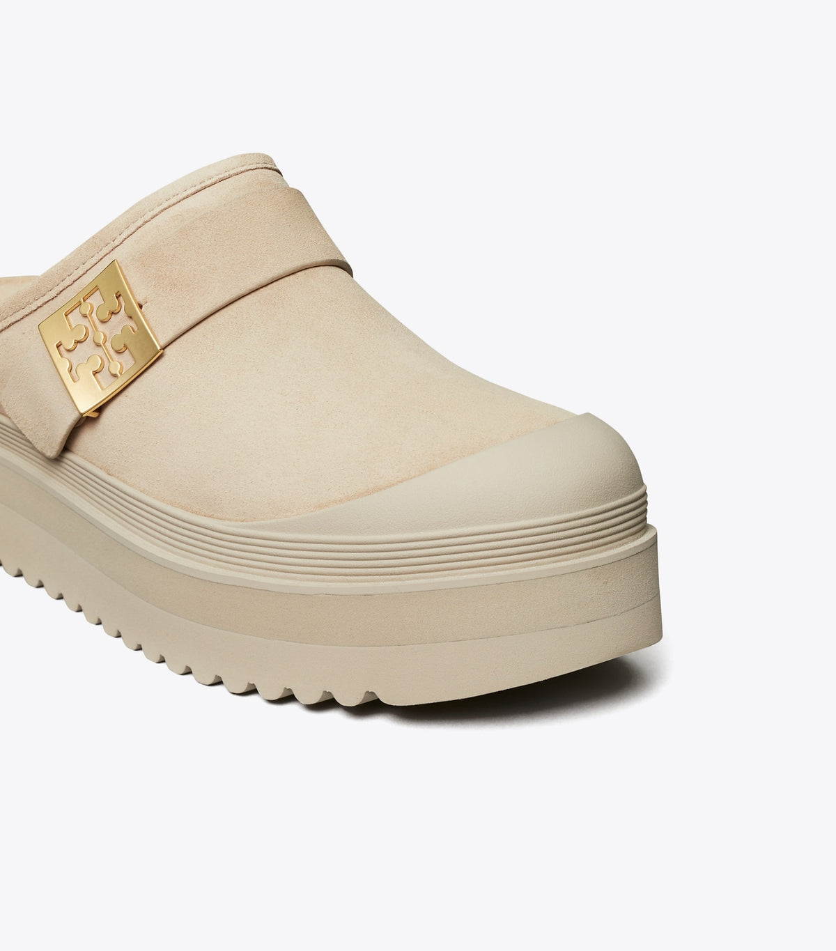 Tory Burch Mellow Shearling Platform Mule - Calcare / Gold