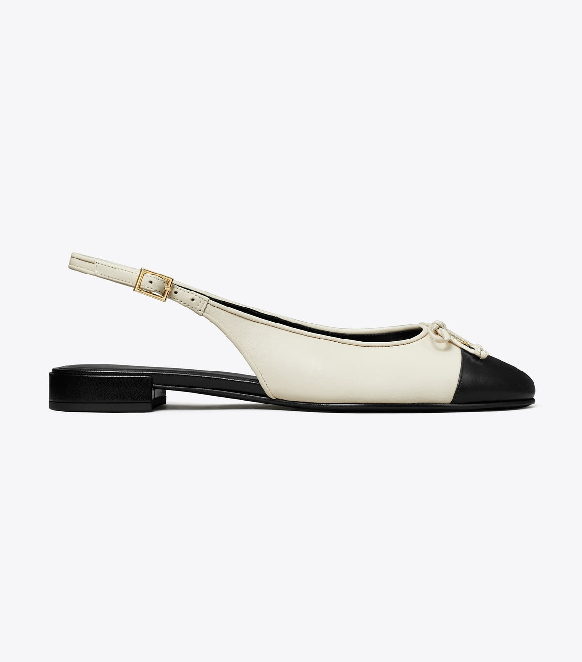 Tory Burch Cap-Toe Slingback - Light Cream / Perfect Black
