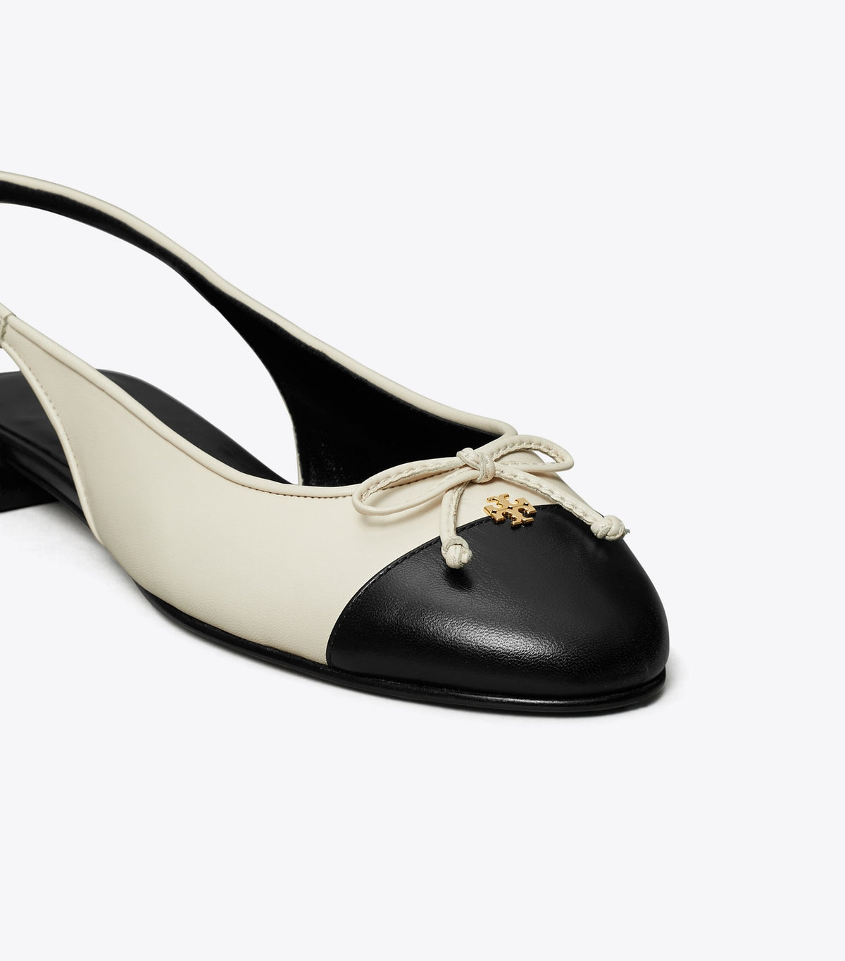 Tory Burch Cap-Toe Slingback - Light Cream / Perfect Black