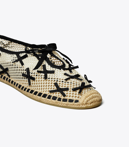 Tory Burch Mini Bow Mesh Espadrille - Peach / Perfect Black