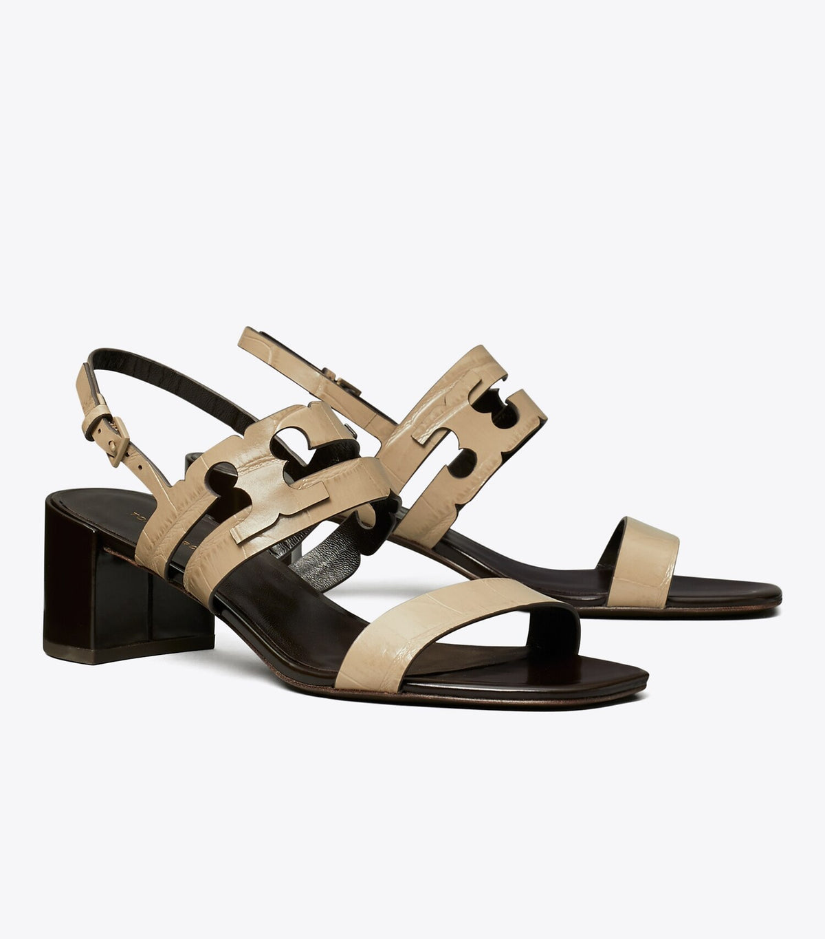 Tory Burch Ines Heeled Sandal - Stormy Gray / Coconut