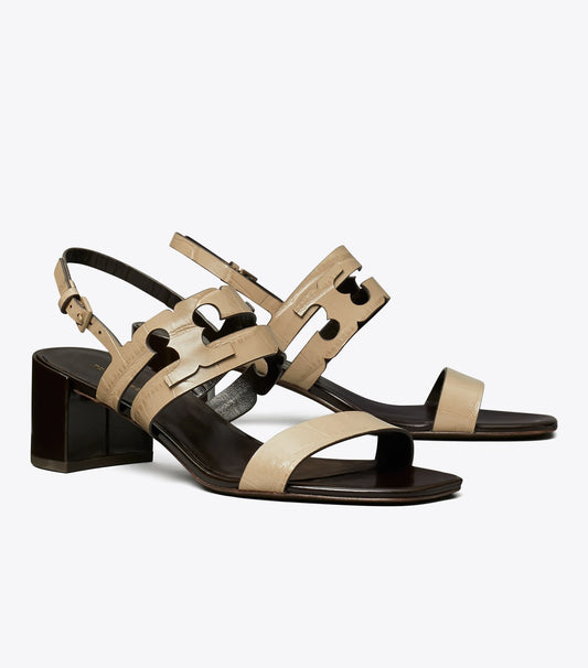 Tory Burch Ines Heeled Sandal - Stormy Gray / Coconut