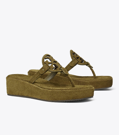 Tory Burch Miller Suede Wedge Sandal - Wild Olive