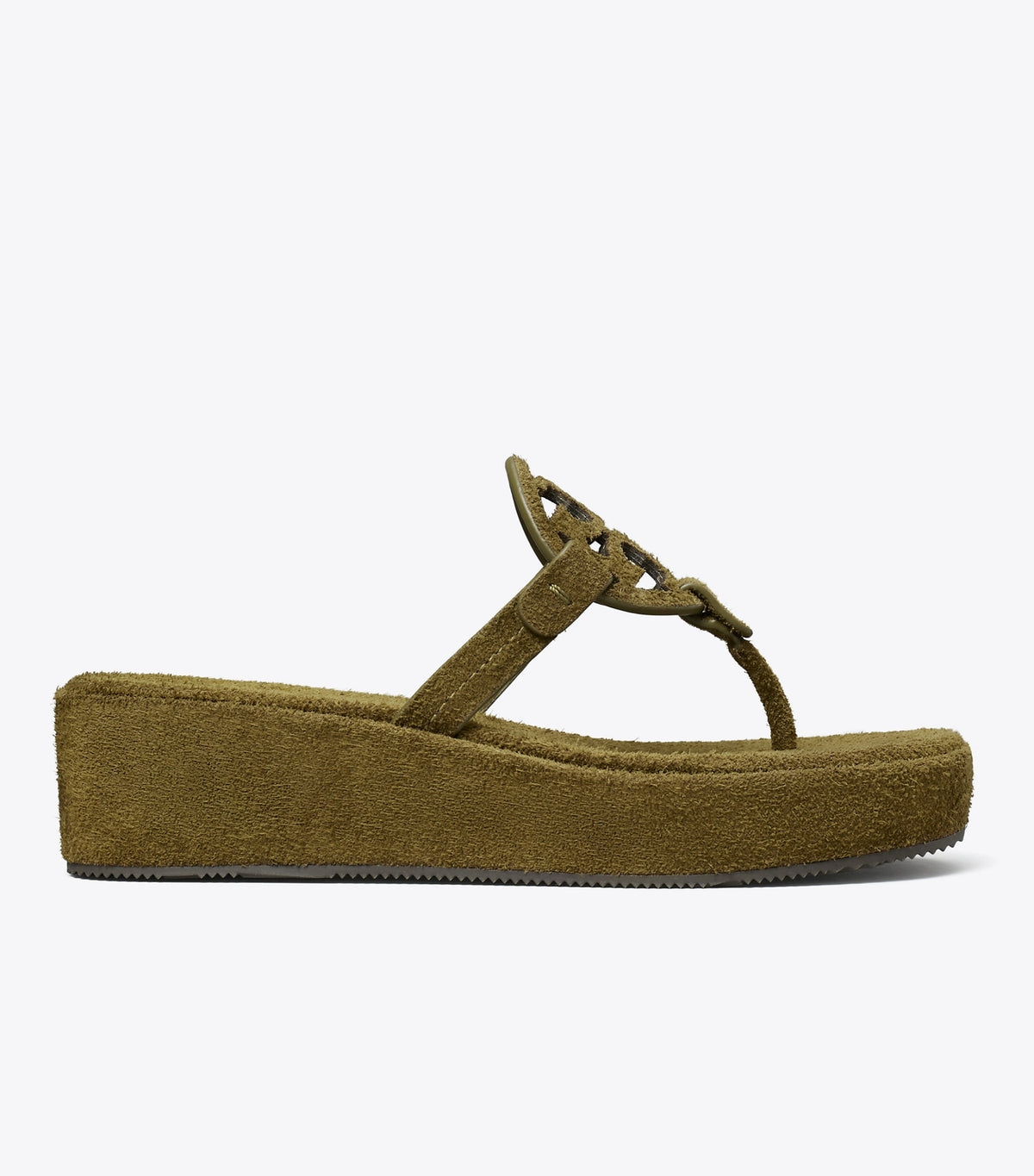 Tory Burch Miller Suede Wedge Sandal - Wild Olive