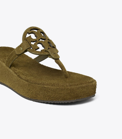 Tory Burch Miller Suede Wedge Sandal - Wild Olive