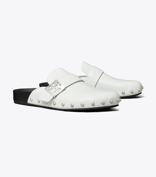 Tory Burch Mellow Studded Mule - White / Silver