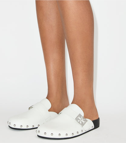 Tory Burch Mellow Studded Mule - White / Silver