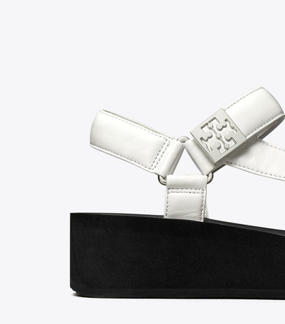 Tory Burch Mellow Platform Sandal - Optic White / Silver / Perfect Black