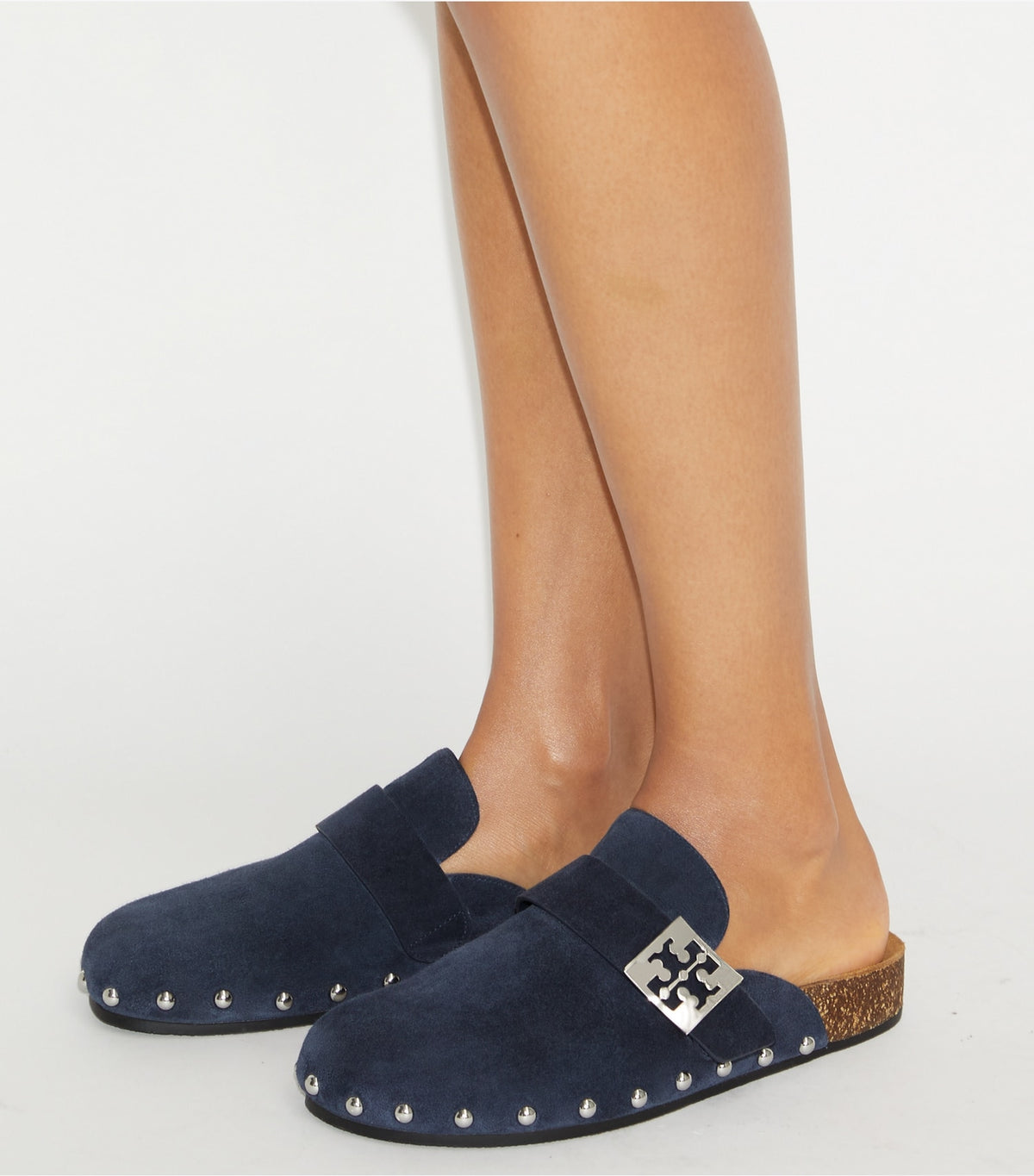 Tory Burch Mellow Studded Mule - New Navy / Silver
