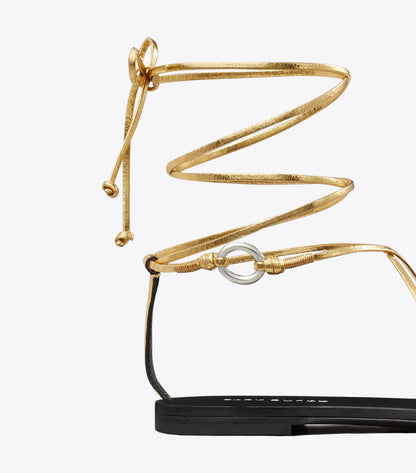 Tory Burch Linked Lace-Up Sandal - Gold Leaf