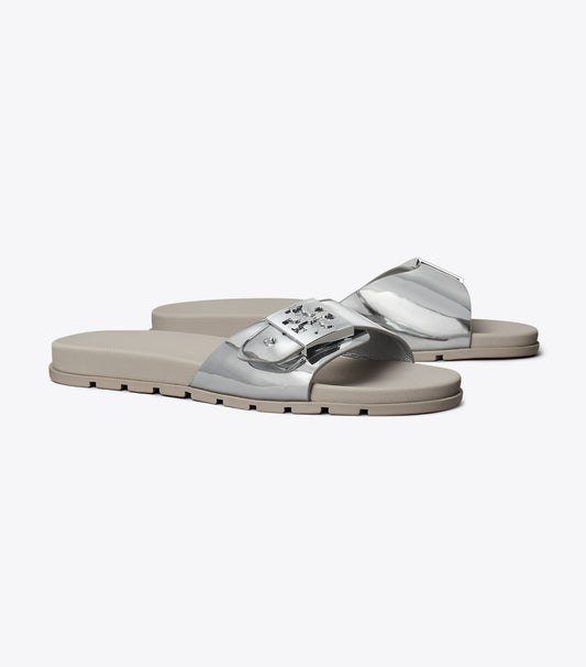 Tory Burch Mellow Slide - Silver / Silver / Aluminum