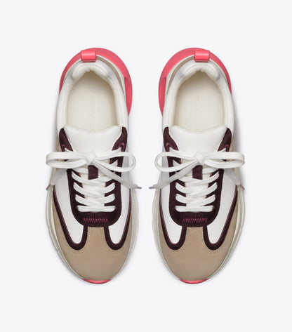 Tory Burch Good Luck Trainer - New Ivory / Taupe / Pink