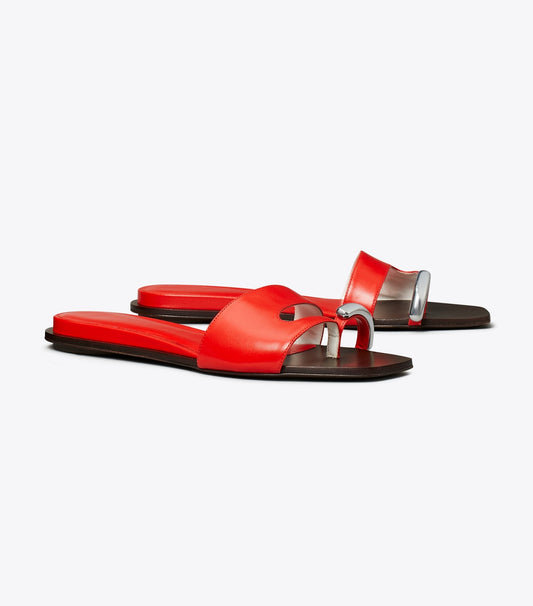 Tory Burch Pierced Slide - Blazing Red / Silver