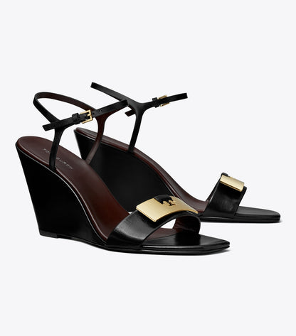 Tory Burch Gigi Wedge Sandal - Perfect Black / Gold