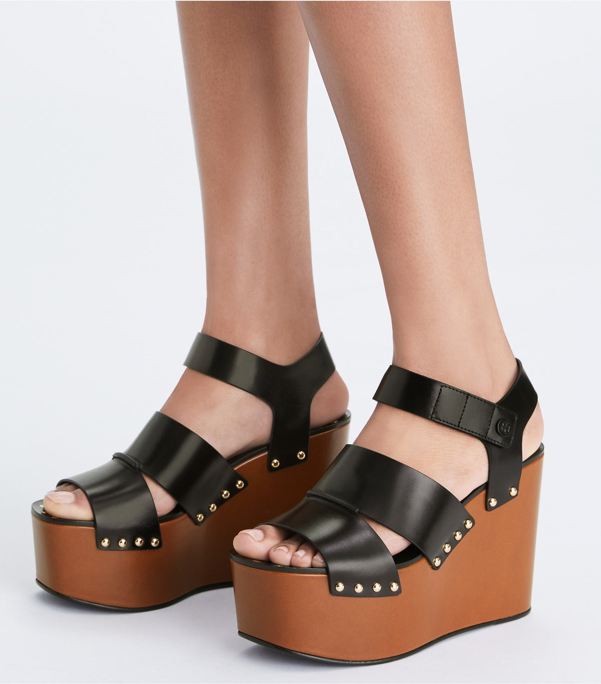 Tory Burch Studded Platform Wedge - Perfect Black