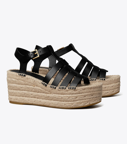 Tory Burch Fisherman Espadrille Wedge - Perfect Black