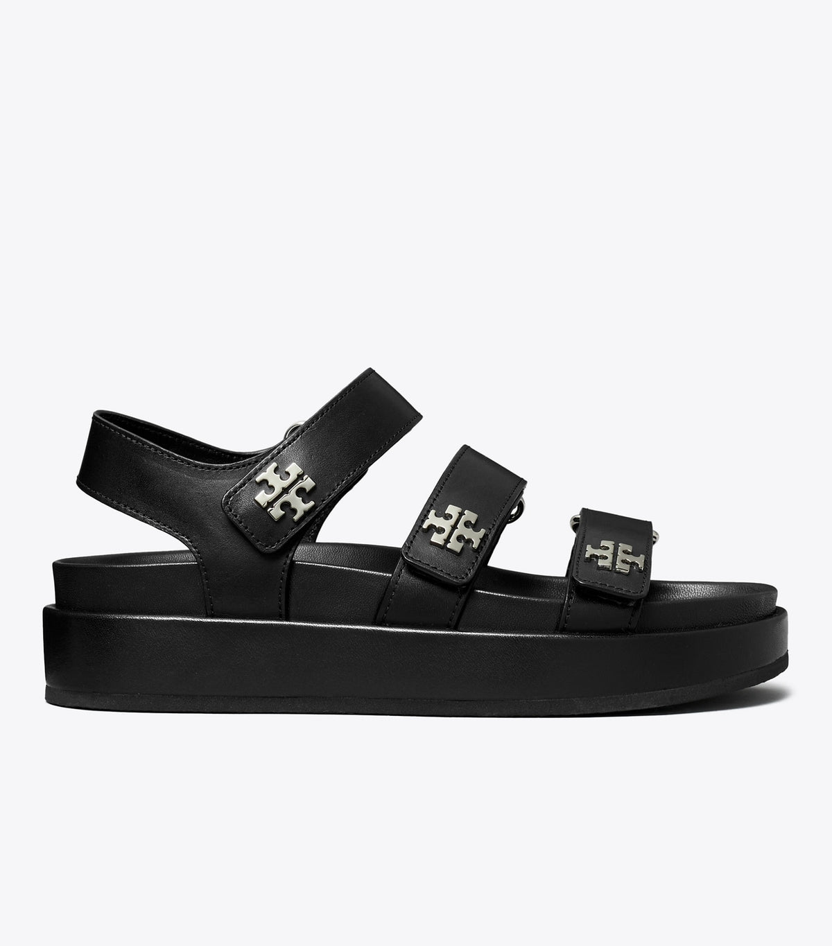 Tory Burch Kira Sport Triple-Strap Sandal - Perfect Black / Silver