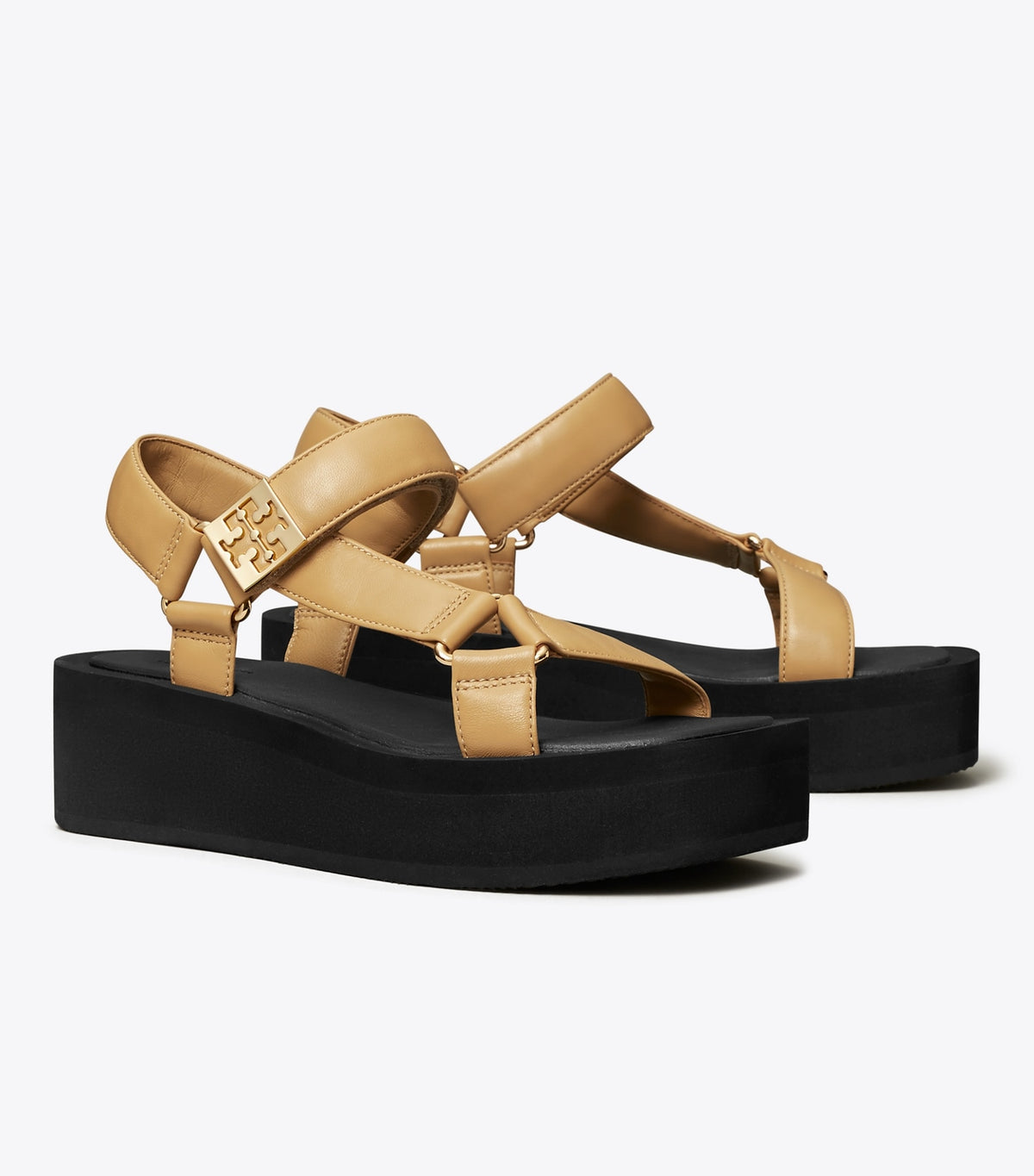 Tory Burch Mellow Platform Sandal - Ginger Shortbread / Gold / Perfect Black