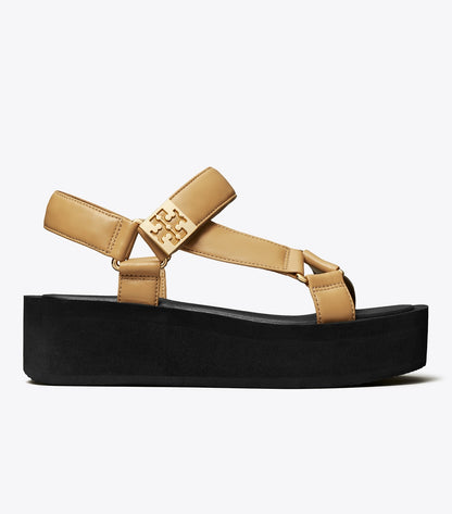 Tory Burch Mellow Platform Sandal - Ginger Shortbread / Gold / Perfect Black