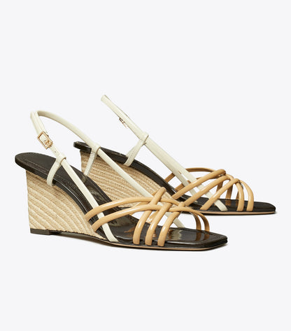 Tory Burch Multi-Strap Espadrille Wedge - Cantucci / Light Cream