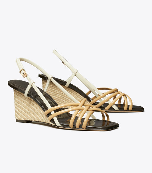 Tory Burch Multi-Strap Espadrille Wedge - Cantucci / Light Cream