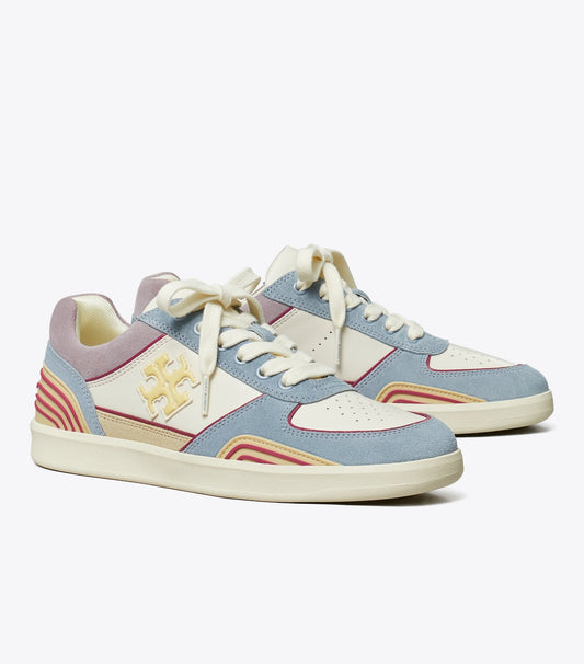 Tory Burch Clover Court Sneaker - New Ivory / Yellow Canary / Aria Blue