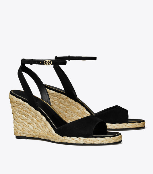 Tory Burch Raffia Wedge Sandal - Perfect Black