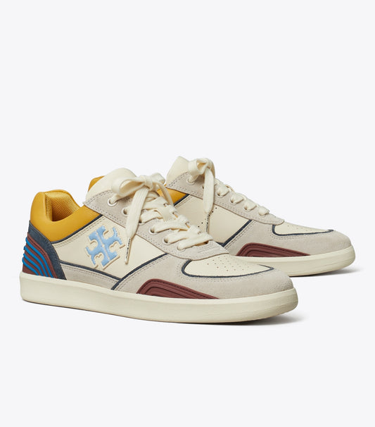 Tory Burch Clover Court Sneaker - Light Cream / Calcare / Dark Carmine