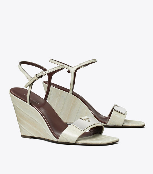 Tory Burch Gigi Wedge Sandal - Driftwood / Silver
