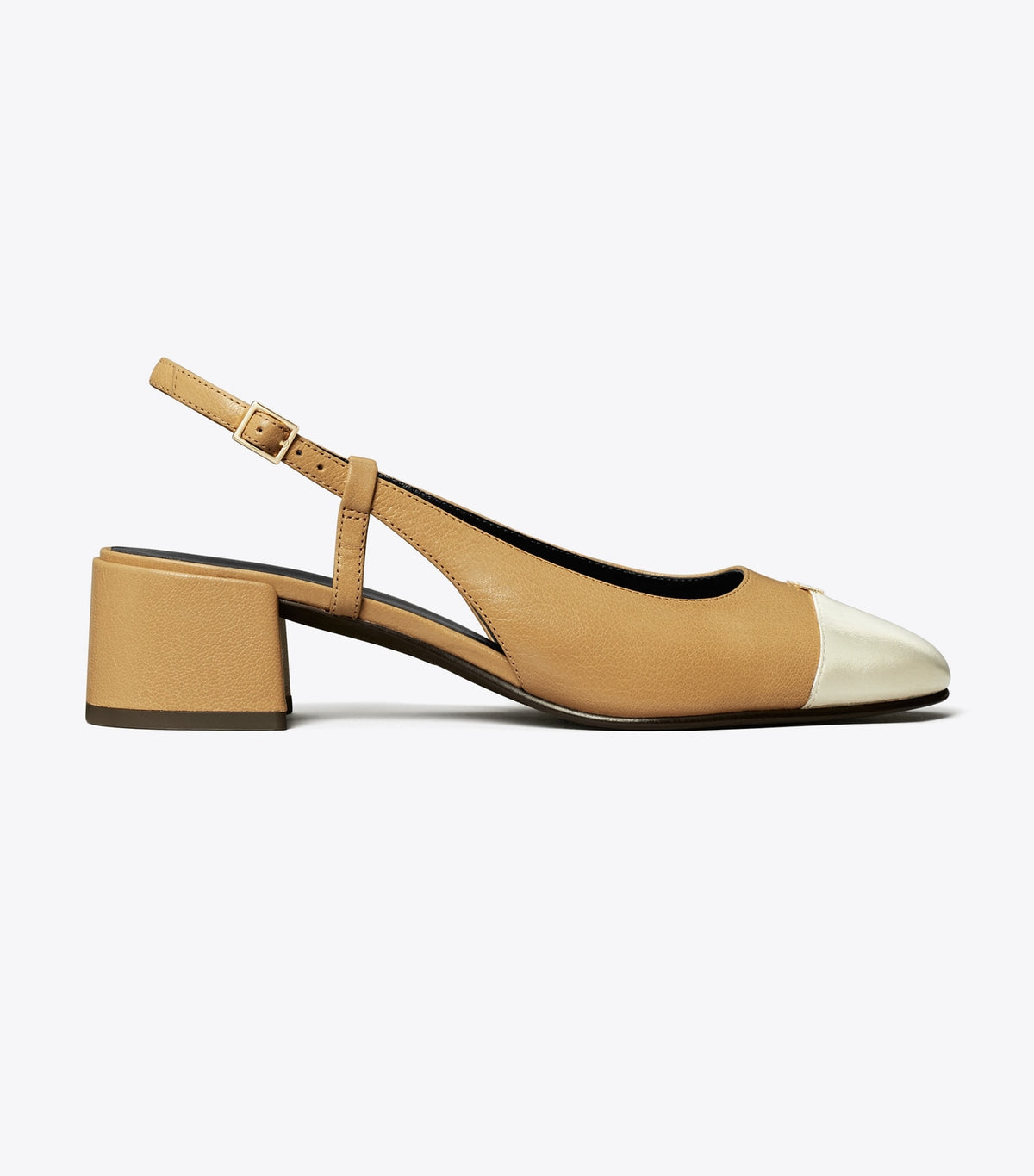 Tory Burch Cap-Toe Slingback Pump - Ginger Shortbread / Spark Gold