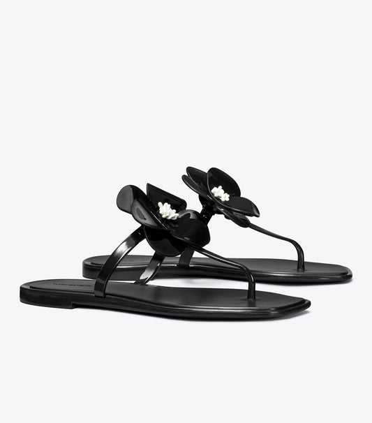Tory Burch Flower Jelly Sandal - Perfect Black