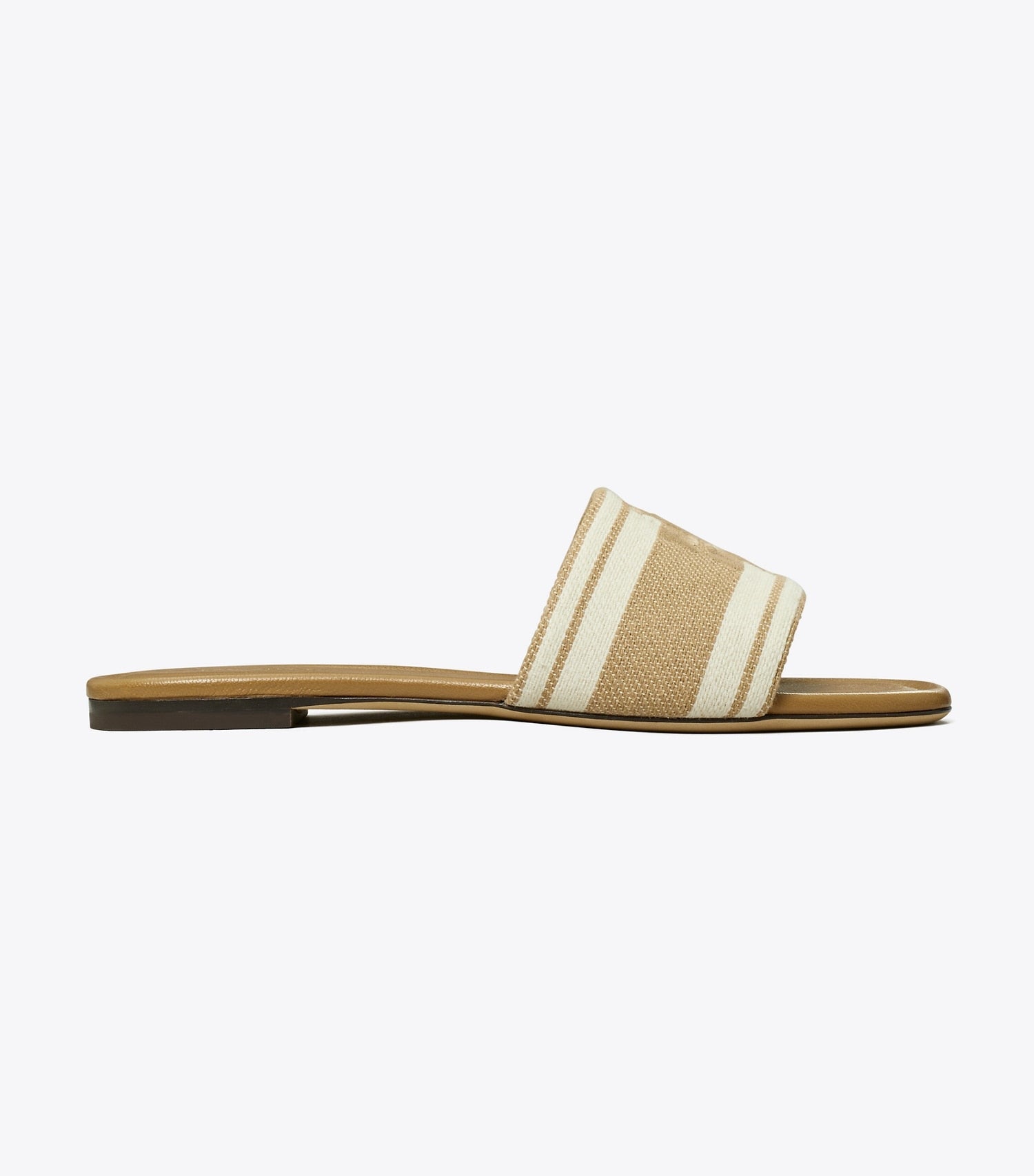 Tory Burch Double T Jacquard Slide - Cammello / Ash White