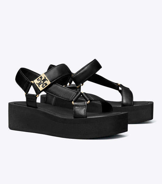 Tory Burch Mellow Platform Sandal - Perfect Black / Gold / Perfect Black