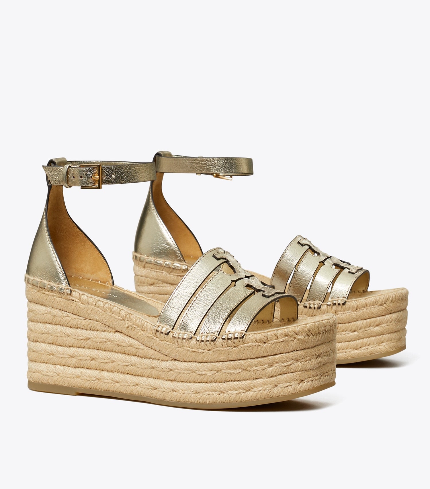 Tory Burch Ines Platform Espadrille Wedge - Spark Gold