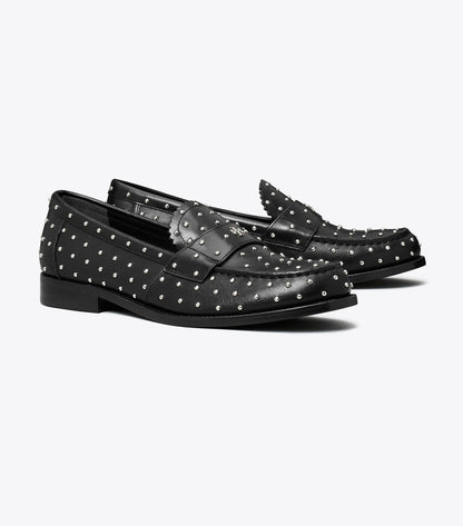 Tory Burch Studded Classic Loafer - Perfect Black / Silver