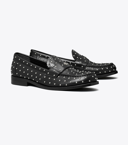 Tory Burch Studded Classic Loafer - Perfect Black / Silver