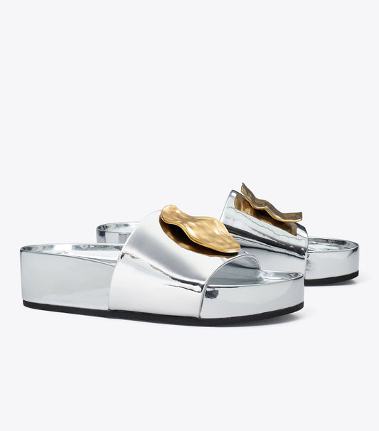 Tory Burch Patos Mismatched Platform Slide - Argento