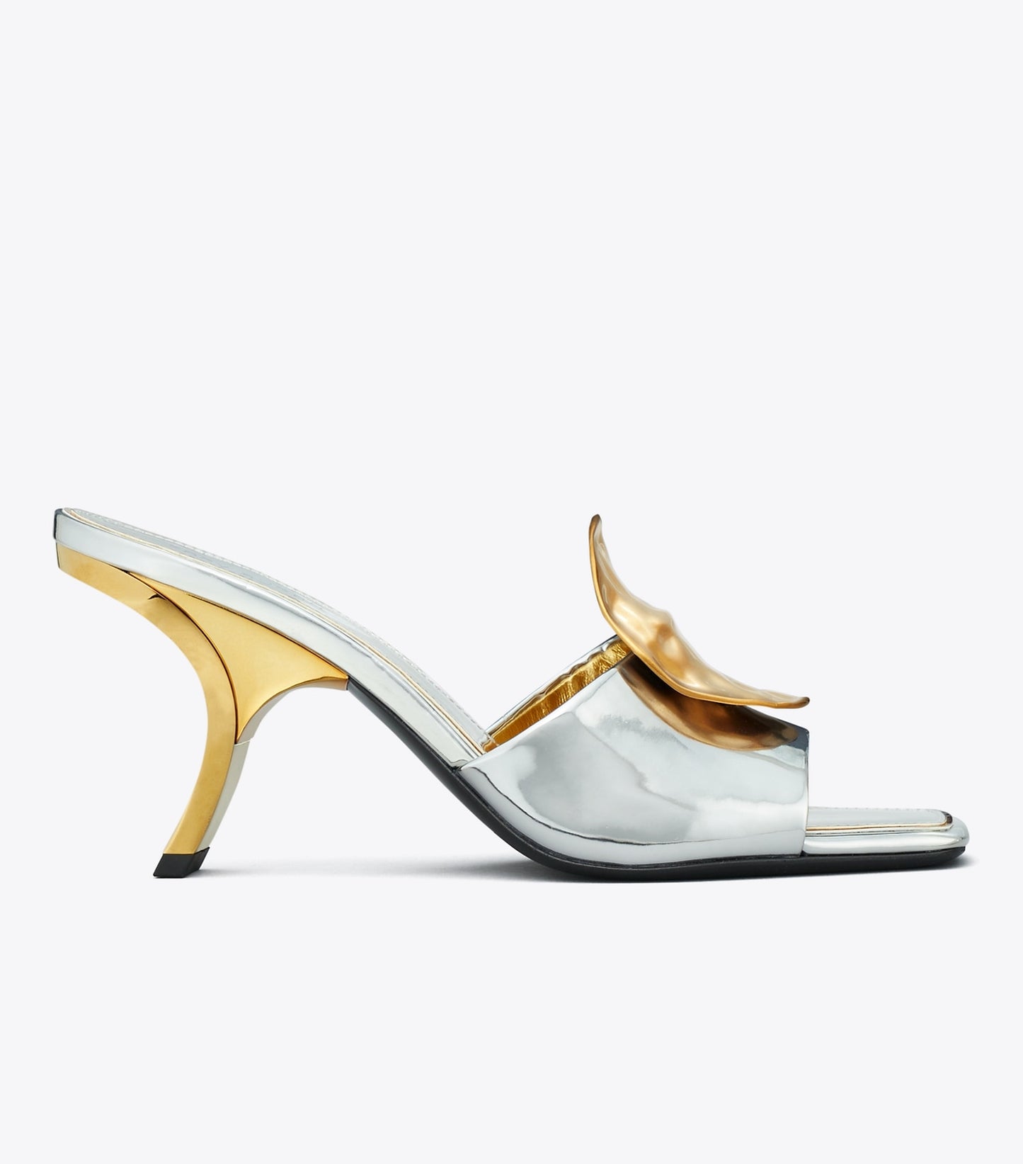 Tory Burch Patos Mismatched Heeled Mule - Argento / Gold / Gold