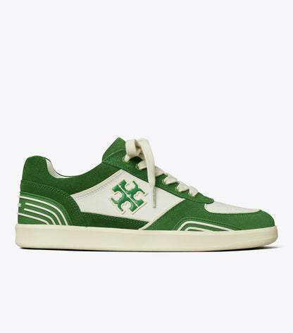 Tory Burch Clover Court Sneaker - White / Mossy Green / Mossy Green