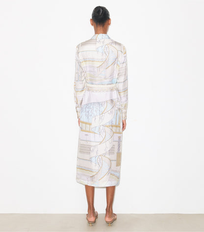 Tory Burch Printed Silk Shirtdress - The Pool Beige