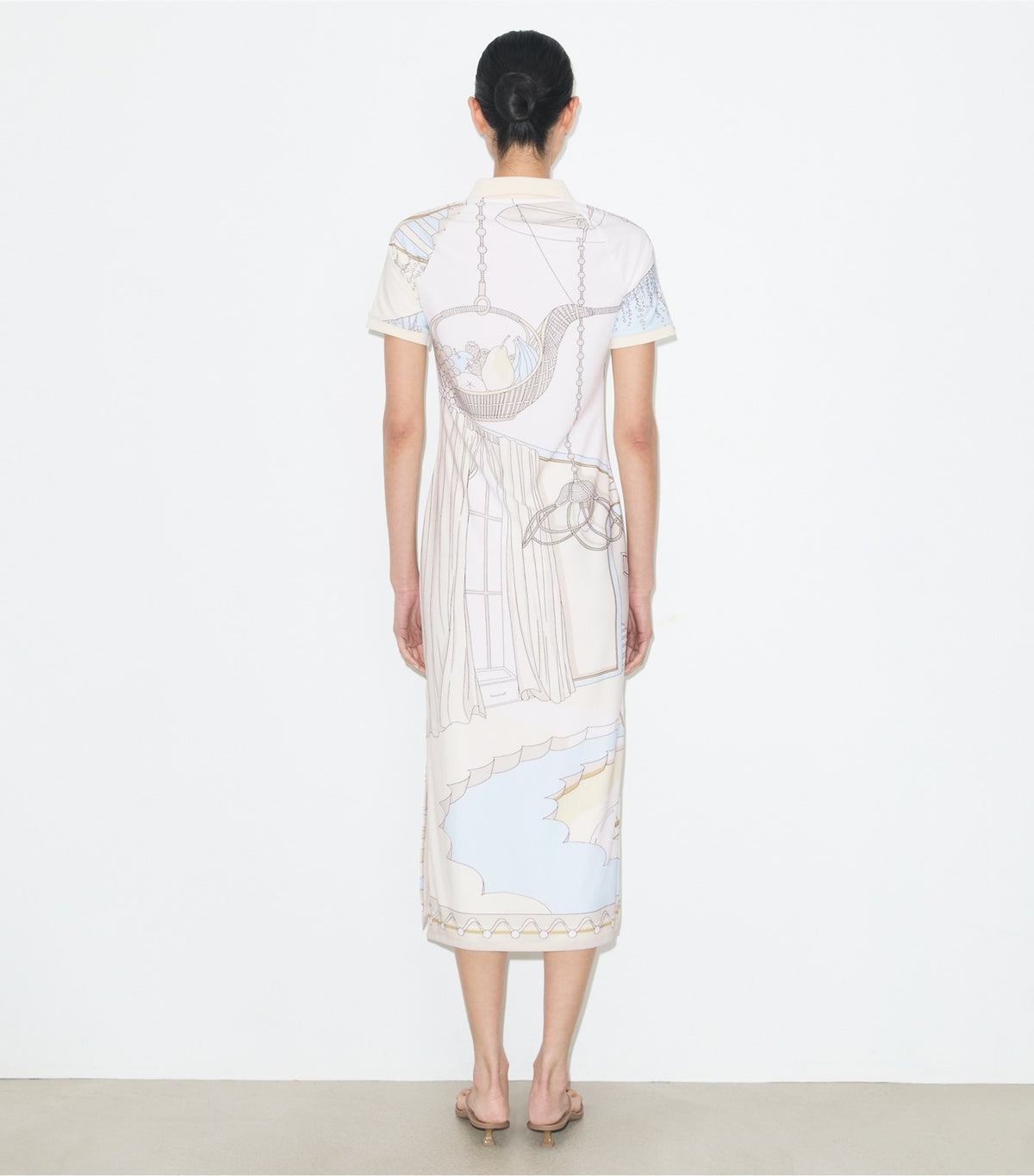 Tory Burch Printed Mesh Polo Dress - Neutral Pool