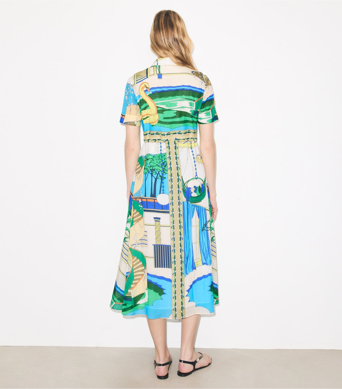 Tory Burch Silk Cotton Voile Shirtdress - The Pool Blue