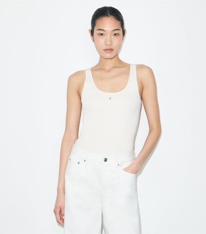 Tory Burch Viscose Knit Tank Top - New Ivory