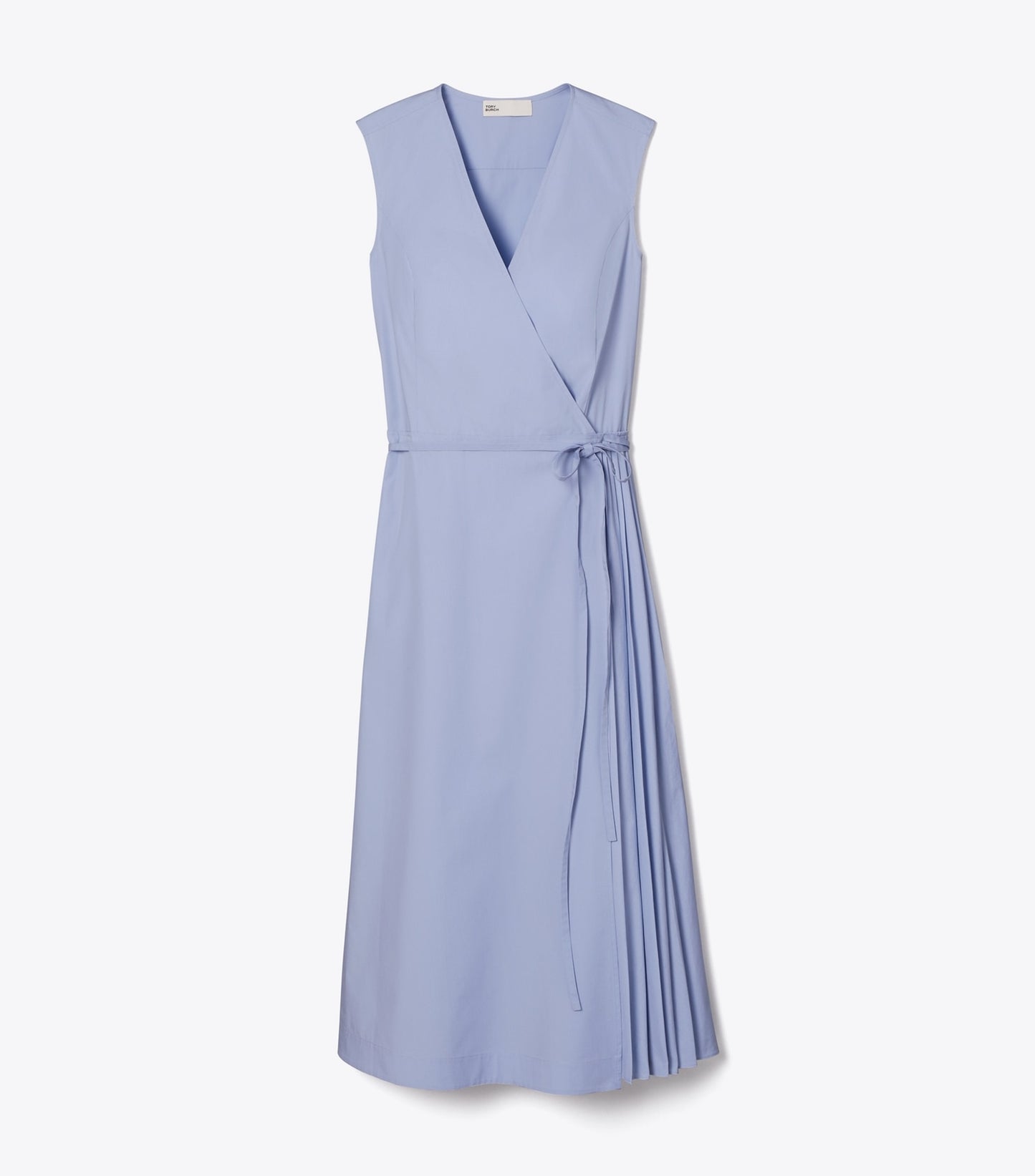 Tory Burch Pleated Cotton Wrap Dress - Pale Blue