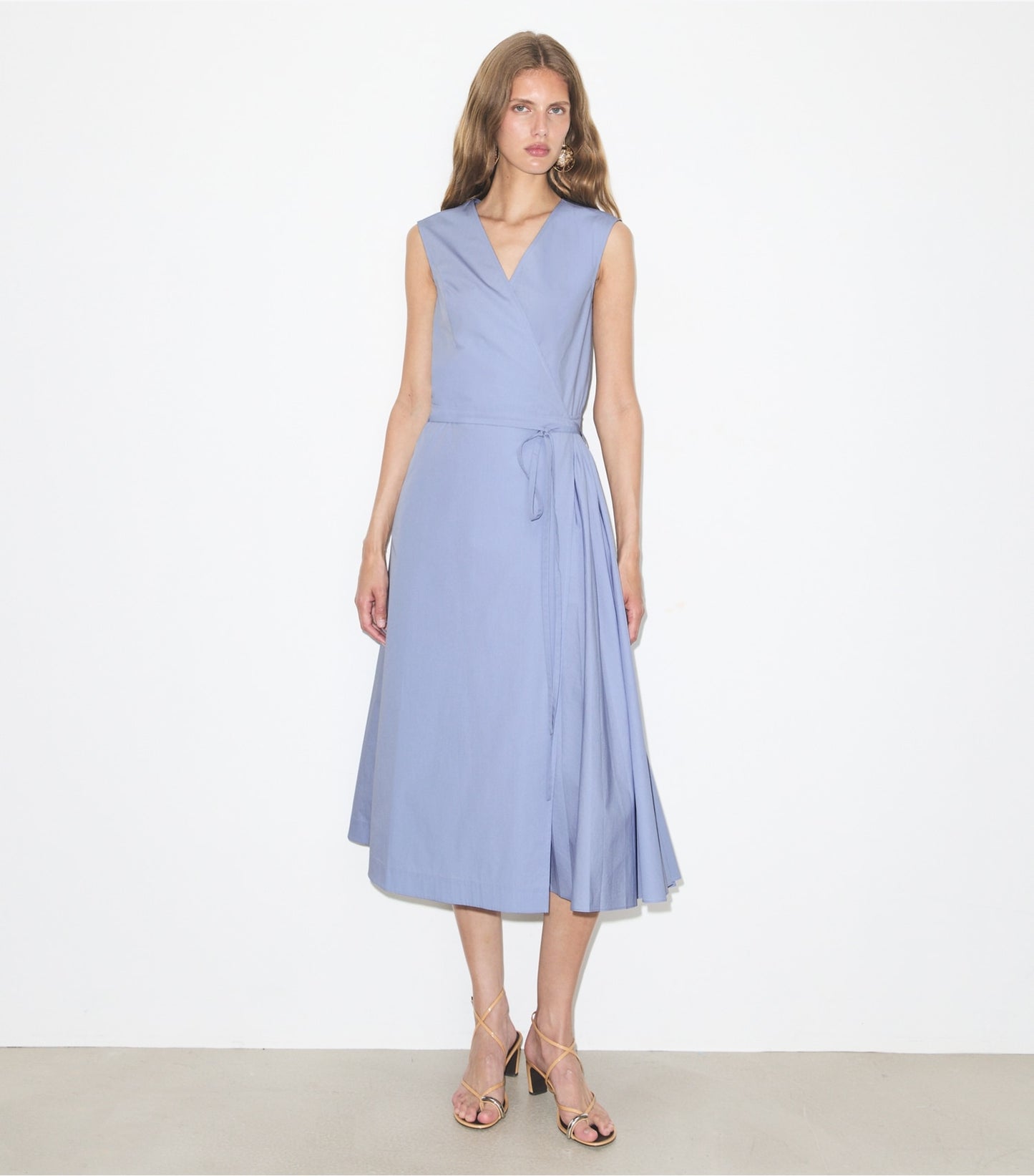 Tory Burch Pleated Cotton Wrap Dress - Pale Blue